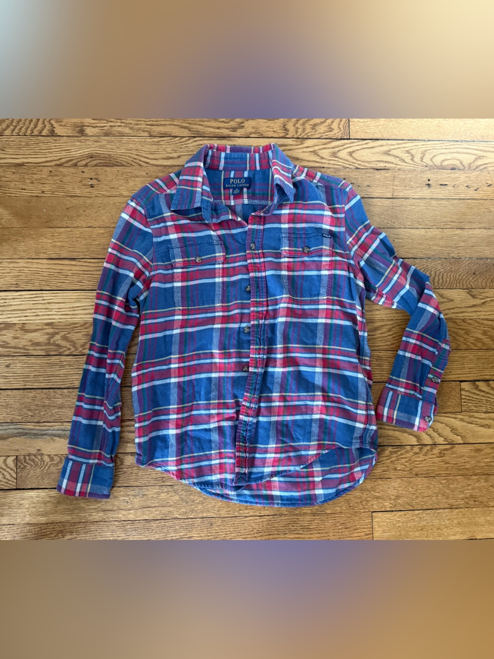 Polo Ralph Lauren Blue & Red Plaid Button-Up Shirt - Size Medium (10-12)